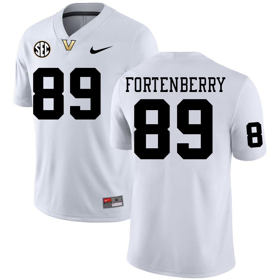 Vanderbilt Commodores #89 Tyler Fortenberry College Football Jerseys Stitched Sale-White